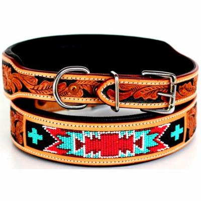 Dog Puppy Collar Cow Leather Adjustable Padded Canine 6061TL