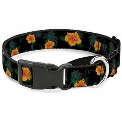Buckle-Down MGC-W30869-L Hibiscus Flowers Black Green Orange Martingale Dog Collar
