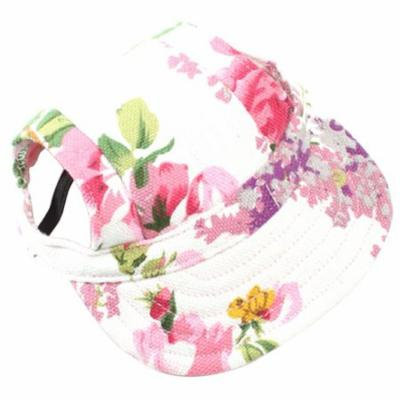 ZTL Floral Small Pet Dog Cat Baseball Visor Sports Hat Cap Outdoor Sunbonnet with Ear Holes