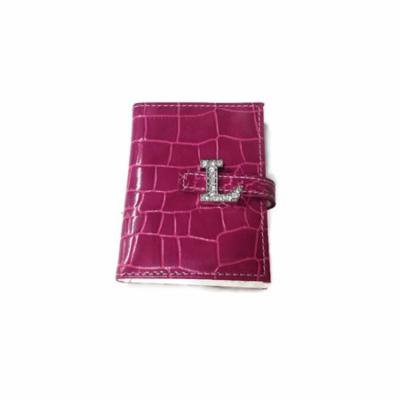 Russ Berrie Rhinestone Monogramed Pocket Size Notebook - L Pink