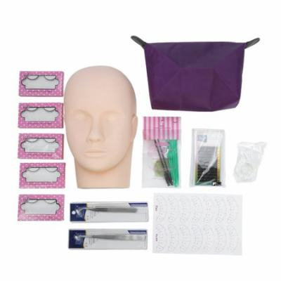 TMISHION Grafting Eyelash Training Extension False Eyelashes Practice Exercise Set Full Mannequin Training Makeup False Eyelashes Extension Glue Professional Tool