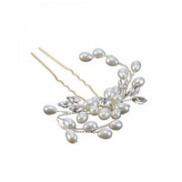 Stylish Wedding Bridal Pearl Flower Crystal Hair Pins Bridesmaid Clips Side Comb USHHE
