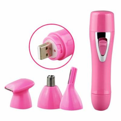Electric Hair Remover USB Rechargeable Electric Epilator Body Hair Remover with 4 Replaceable Heads
