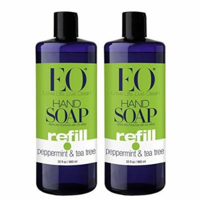 EO Botanical Liquid Hand Soap Refill, Peppermint & Tea Tree, 32 Ounce - 2 Pack