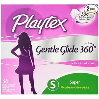 Playtex Gentle Glide Tampons with Triple Layer Protection, Super , Fresh Scent - 36 Count (Pack of 2) (packaging may vary)