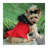 Wool Fur-Trimmed Dog Harness Coat - Red Large