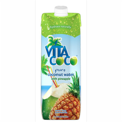 Vita Coco Pure Coconut Water with Pineapple, 33.8 Fl Oz, 12-Pack