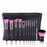 Black & Silver Fiber Hair and Wool 12Pcs Makeup Cosmetic Foundation Makeup Brushes Kit With A Brush Bag