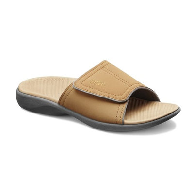 Dr. Comfort Connor Mens Supportive Slide Sandals Camel