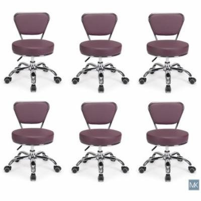 Set of 6 Dayton Pedicure Stool (Burgundy) Pneumatic, Adjustable Height, Perfect for Nail Salon, Pedicure spa