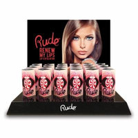 RUDE Renew My Lips Lip Exfoliator Acrylic Display Set, 24 Pieces
