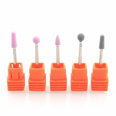 5Pcs Quartz Nail Drill Bits Round Cones Cutter Nail Grinding Head Nail Polish Head For Manicure Machine Nail Art Tool