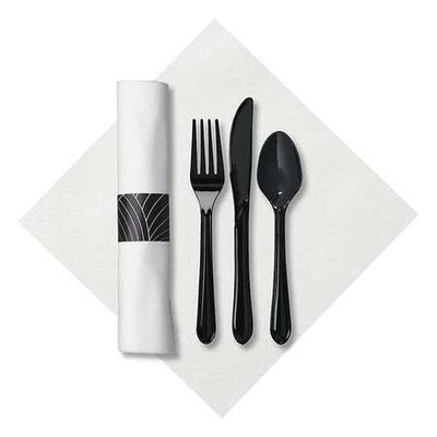 Hoffmaster Caterwrap (Linen-Like, White/Black). Model: 119990