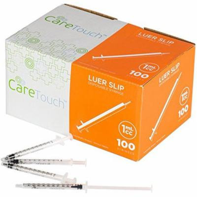 1ml Syringe Only - 100 Sterile Syringes by Care Touch (No needle) (1ml Luer Slip Tip, 100)