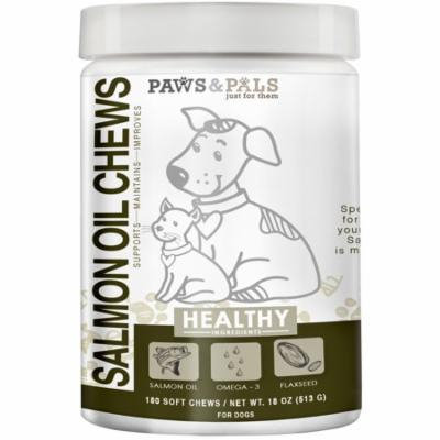 Paws & Pals Wild Alaskan Salmon Fish Oil Chews For Dogs - With Omega 3 & 6 For Cat Pet Supplement Treats