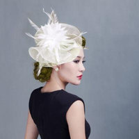 Fascinator Hat, Coxeer Pretty Flower Feather Pillbox Head Pieces Hair Clip Hat Headdress for Wedding Cocktail Party Women Ladies Girls (White)