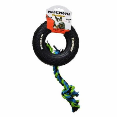Mammoth Tire Biter Dog Chew Toy w/ Colored Flossy Rope Small - 6