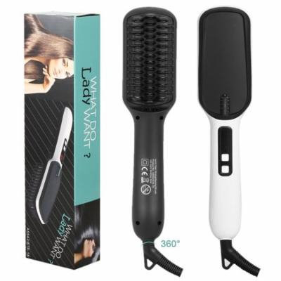 Electric Digital Lonic Hair Straightener Brush Heating Easy Detangling Hair Brush cbst