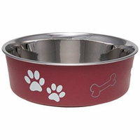 Loving Pets Stainless Steel & Merlot Dish with Rubber Base Small - 5.5