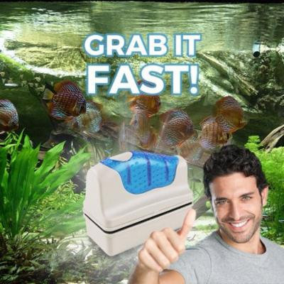 Magnetic Cleaner | Floating Magnetic Aquarium Glass Cleaner Algae Scum Scraper for Home Fish Tank | Durable Waterproof Easy Grip Handle ABS Material with Soft Anti-Scratch Bristles (Extra Large)
