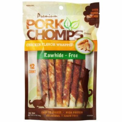Pork Chomps Premium Pork Twistz - Chicken Mini - 12 Count - Pack of 10
