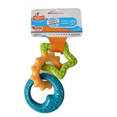 Nylabone Puppy Teething Rings - Bacon Flavor 1 Pack (3 Rings) - Pack of 4