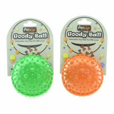 Lot of 2 Petzip Goody Ball Dog Toys Rubber Treat Holder Pet Fun COLORS MAY VARY