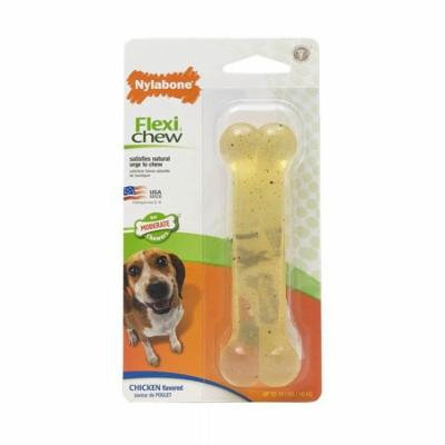 Nylabone Flexi Chew Dog Bone - Chicken Flavor Wolf (1 Pack) - Pack of 4