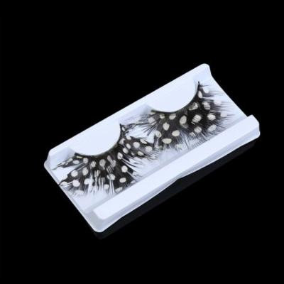Mosunx Women Fancy Soft Long Feather False Eyelashes Eye Lashes Makeup Party Club White