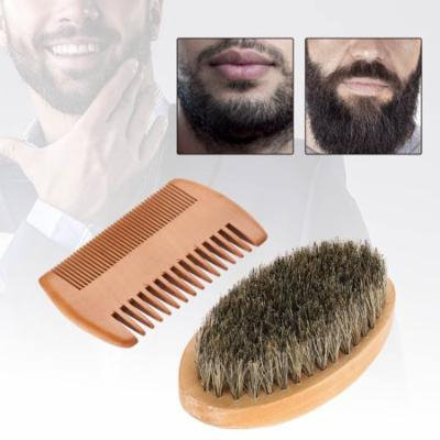 WALFRONT Men Beard Mustache Oval Brush + Comb Facial Beard Shaving Cleaning Grooming Kit , Mustache Brush, Facial Beard Brush