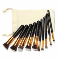 Mosunx 10 Pcs Makeup Brushes Set Makeup Brushes Kit Draw String Makeup Bag