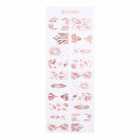 BMC 20-Piece Rose Gold Crystal Nail Wraps - Transparent Negative Space with Shiny Metallic Champagne Pink Gemstone Designs - Easy DIY Manicure Art