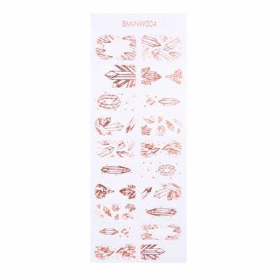 BMC 20-Piece Rose Gold Crystal Nail Wraps - Transparent Negative Space with Shiny Metallic Champagne Pink Gemstone Designs - Easy DIY Manicure Art