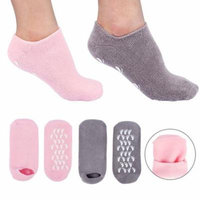 2 Pair Moisturizing Gel Spa Socks Whitening Exfoliating Soften Cuticles Oil Socks Repair Dry Cracked Skin (Grey + Pink)