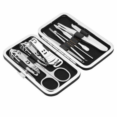 Filfeel 10 pcs Stainless Steel Nail Clipper Set Manicure Pedicure Tools Personal Care Beauty Kit Fit for Travel and Home Gift
