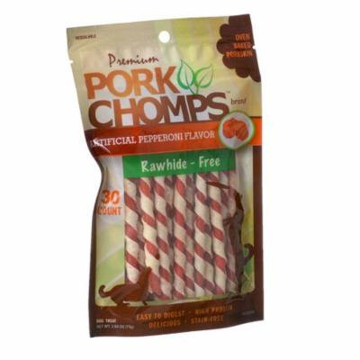Pork Chomps Twistz Pork Chews - Pepperoni Flavor Mini Twists - 30 Count - Pack of 2