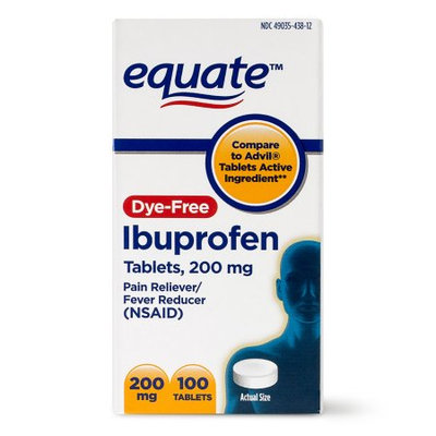 Wal-mart Stores, Inc. Equate Dye-Free Ibuprofen Tablets, 200 mg, 100 count