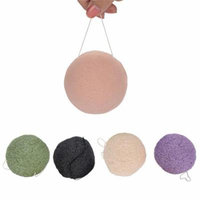 WALFRONT 5 Colors Round Konjac Wash Face Flutter Natural Facial Care Cleansing Gently Facial Puff, Natural Konjac, Facial Puff