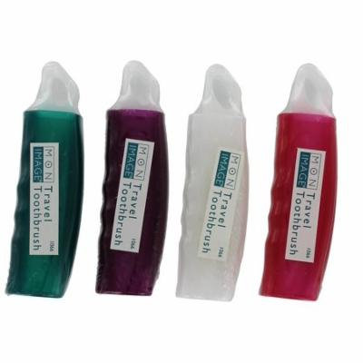 Travel Toothbrush, Color May Vary (Pack of 4) + 3 Count Eyebrow Trimmer