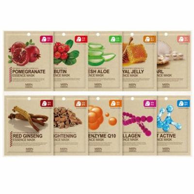 Highly-Concentrated Collagen Essence Full Face Facial Mask Sheet, 10 Combo Pack Sampler, Korean Beauty Cosmetics