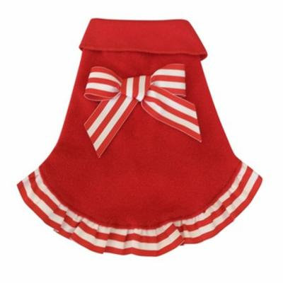 Candy Cane Ruffled Dog Pullover - Red Large