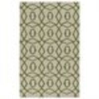 3.5' x 5.5' Coupled Circles Olive Green and White Hand Woven Wool Area Throw Rug