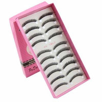 Mosunx 10 Pairs Fashion Natural Handmade Long False Black Eyelashes Makeup HS-1