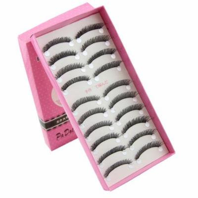 Mosunx 10 Pairs Fashion Natural Handmade Long False Black Eyelashes Makeup HS-1