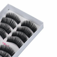 Mosunx 10Pairs Black Long Thick Cross Beauty Party Makeup Fake False Eyelashes