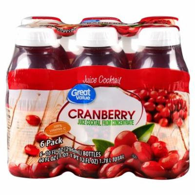 Great Value Cranberry Juice Cocktail, 10 Fl Oz, 6 Count