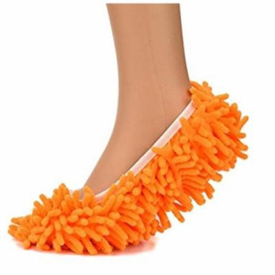 Microfiber Washable Mop Slippers Shoes Cover For Cleaning Dust & Dirt -Orange