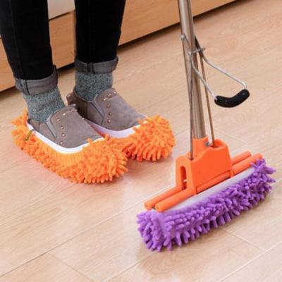 Multifunctional Bright Color Elastic Chenille Micro Fiber Slipper Shoe Cover Slippers Mop Household Floor Dust Cleaning Tools
