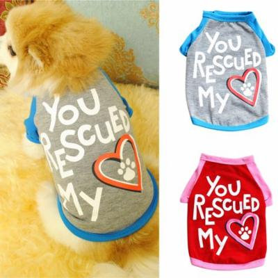 Girl12Queen Cute Pet Dog Puppy Letters Heart Pattern Cotton Soft Comfortable T-shirt Apparel