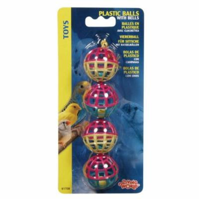 Living World Plastic Balls with Bells Bird Toy 4 Pack - Pack of 10